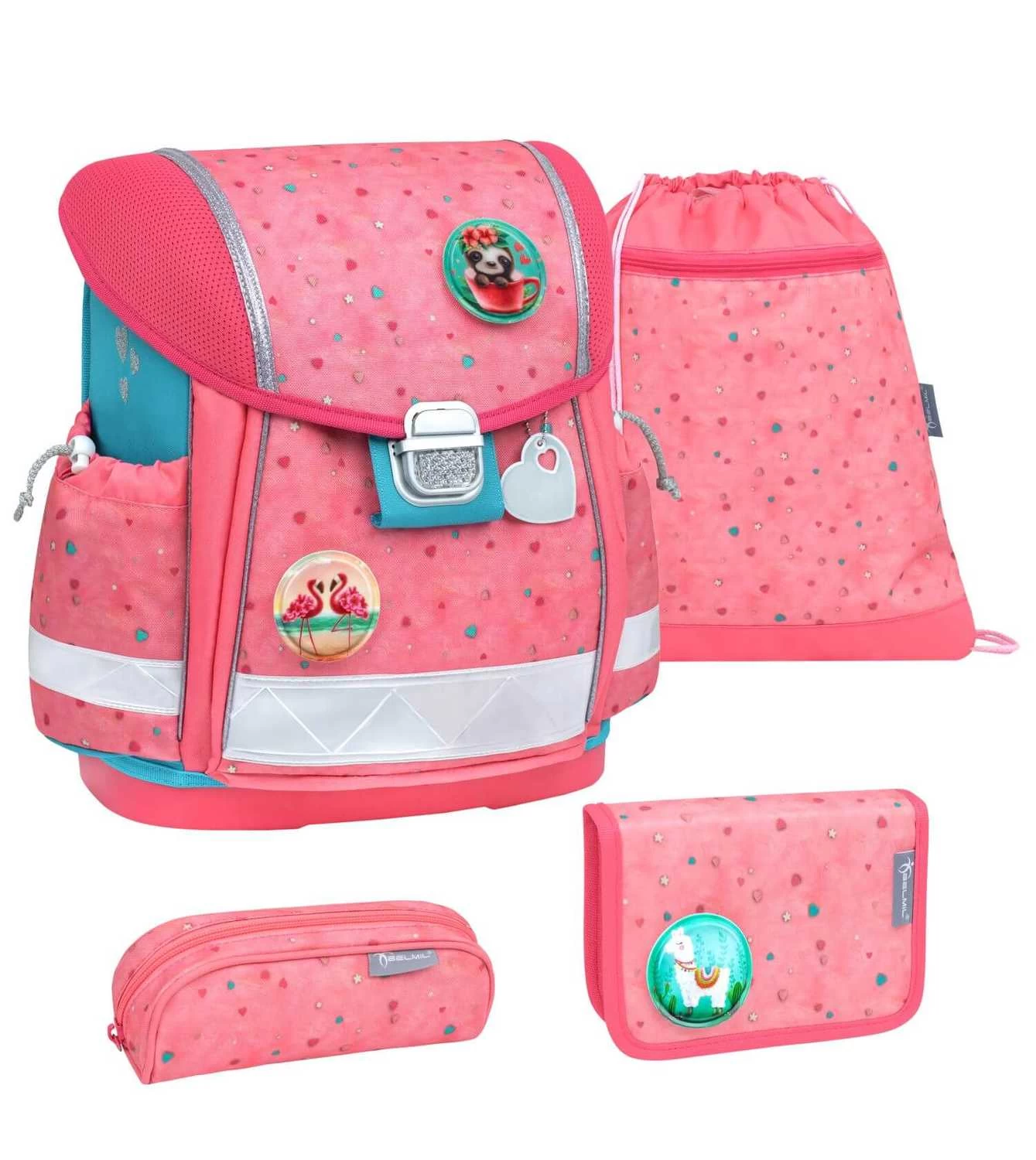 BELMIL Schulranzen Set Classy Blue Bird Mit Patch Set