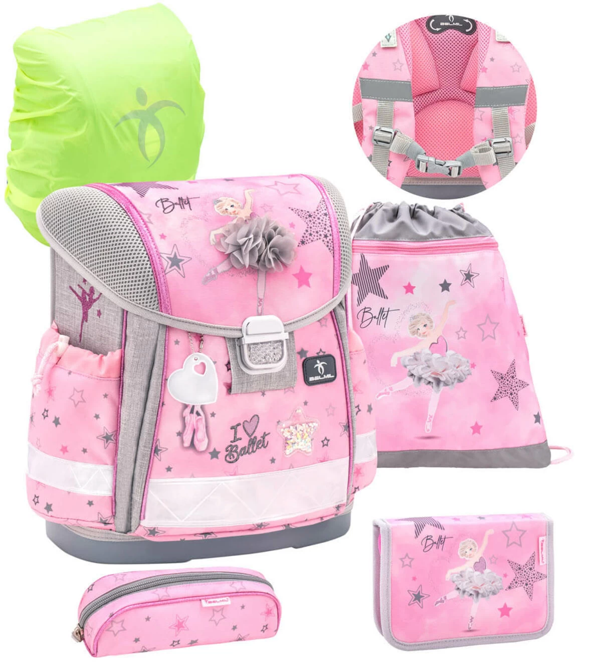 BELMIL Schulranzen Set Classy Ballett Light Pink Inkl. Regenschutz