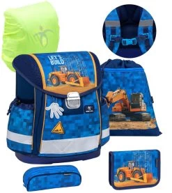 BELMIL Schulranzen Set Classy Bulldozer Inkl. Regenschutz