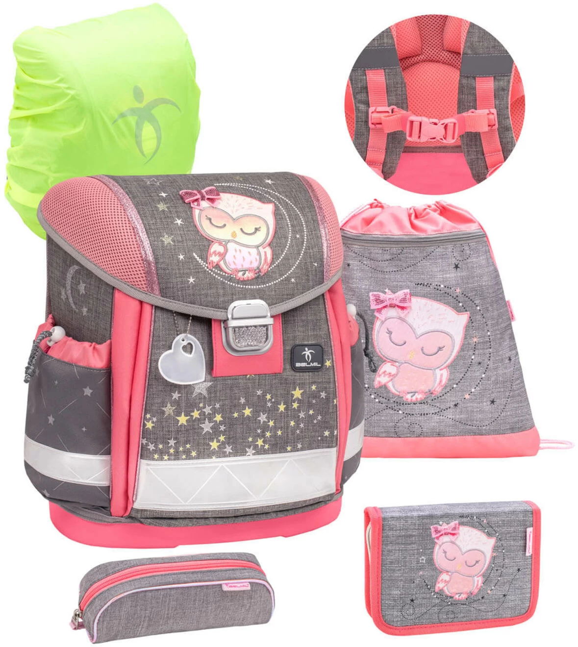 BELMIL Schulranzen Set Classy Little Owl Inkl. Regenschutz