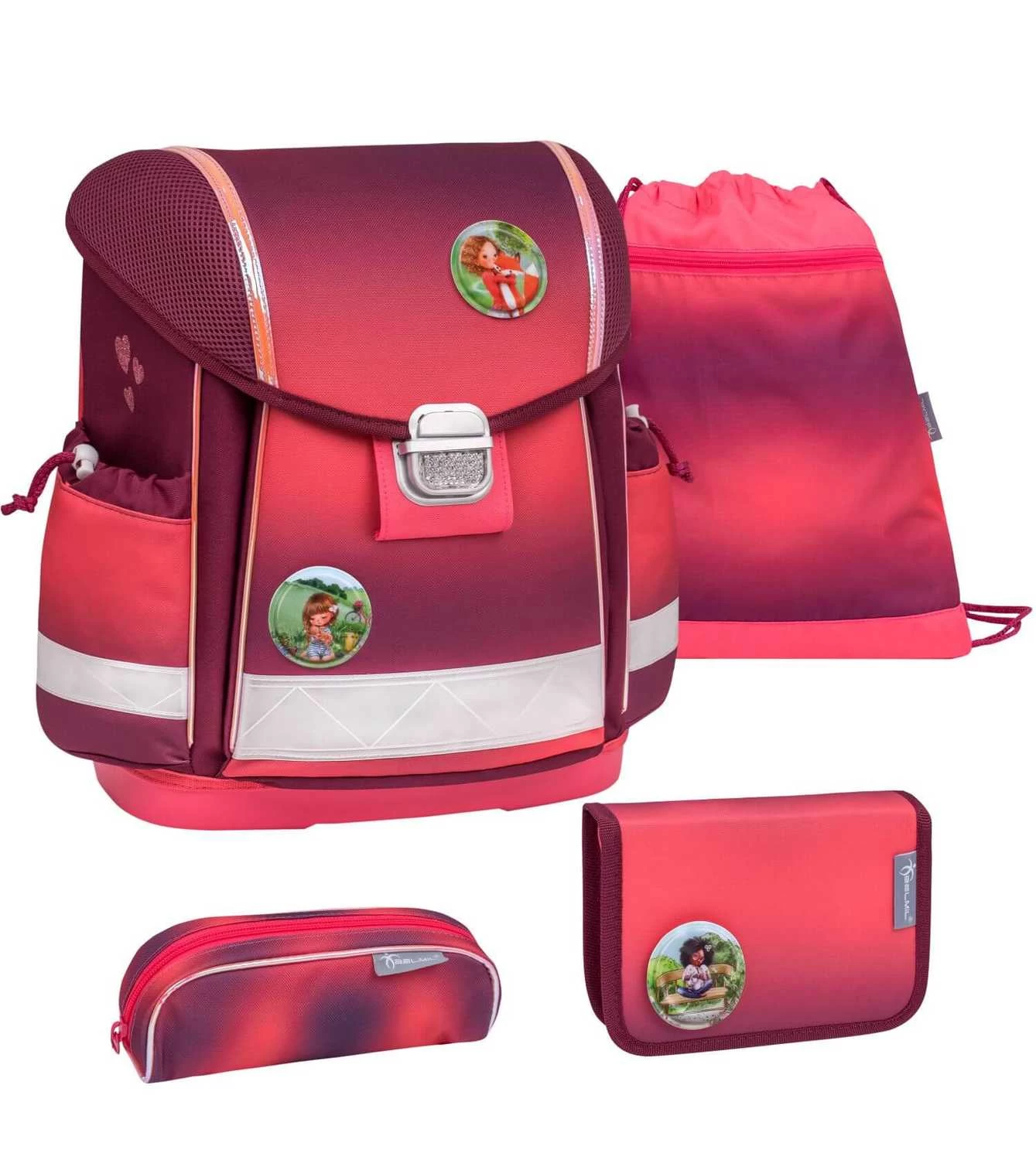 BELMIL Schulranzen Set Classy Mahogany Inkl. Patch Set