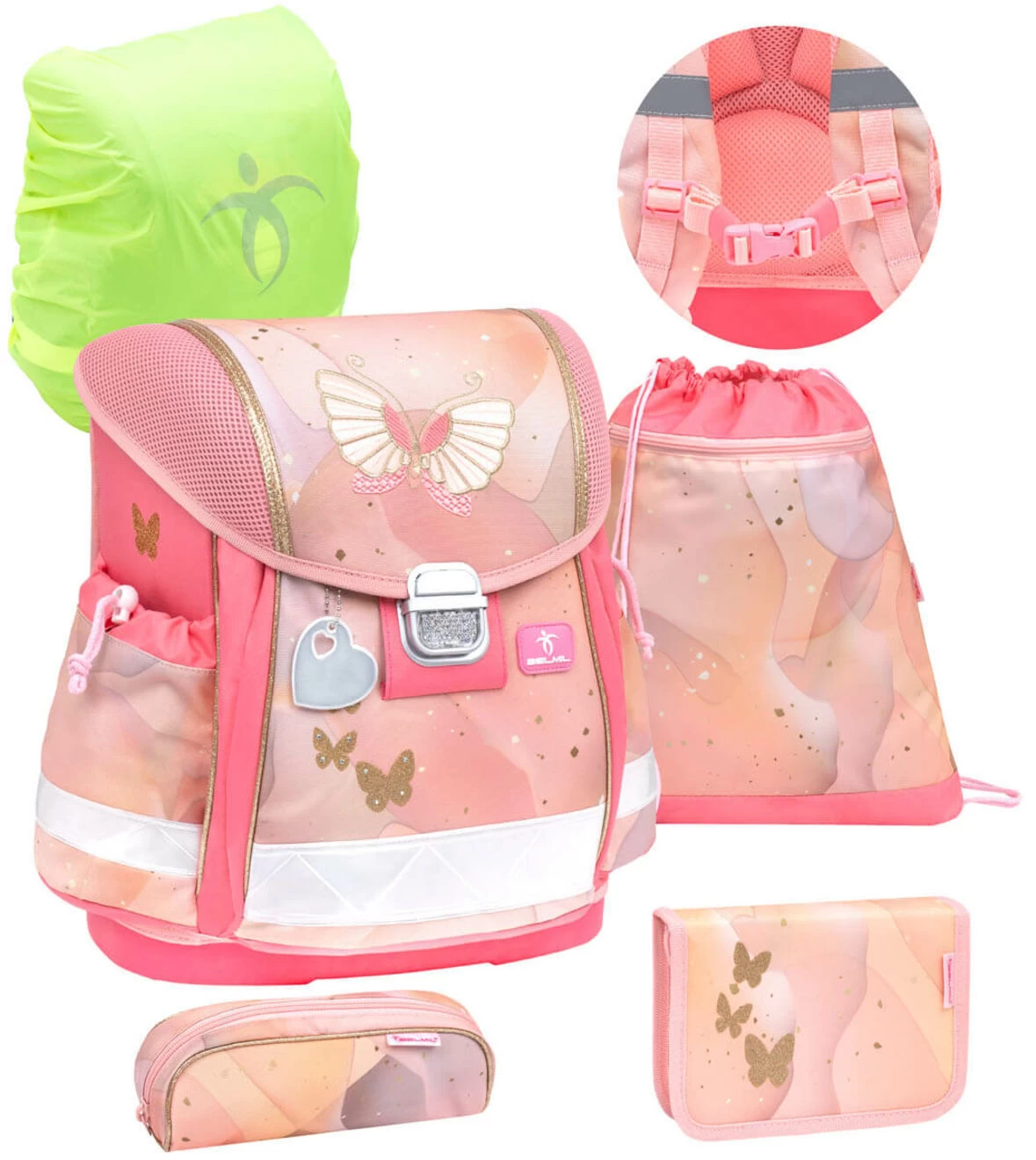 BELMIL Schulranzen Set Classy Marble Inkl. Regenschutz