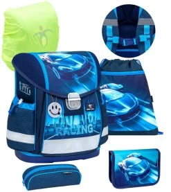 BELMIL Schulranzen Set Classy Racing Blue Neon Inkl. Regenschutz