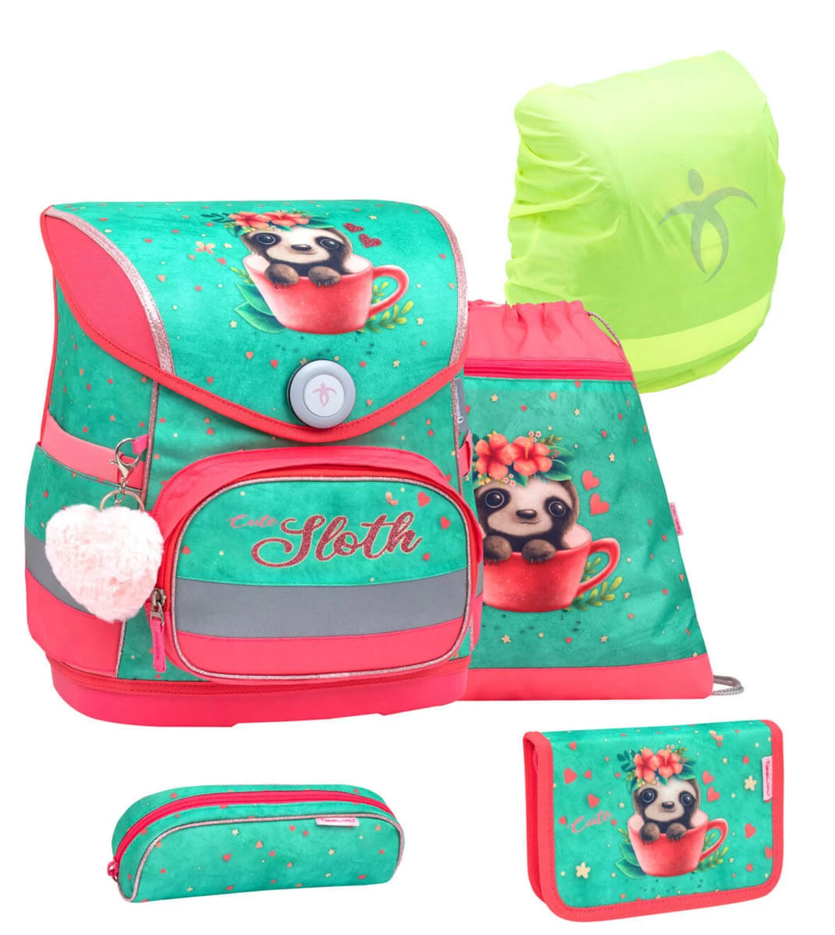 BELMIL Schulranzen Set Compact Cute Sloth Mit Regenschutz