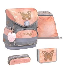 BELMIL Schulranzen Set Compact Golden Butterfly