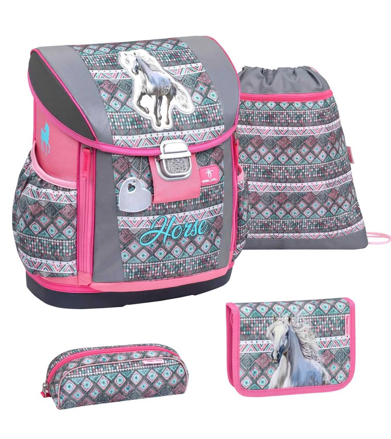 BELMIL Schulranzen Set Customize-Me Horse Aruba Blue