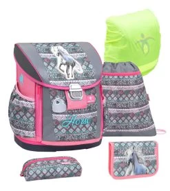 BELMIL Schulranzen Set Customize-Me Horse Aruba Blue Mit Regenschutz