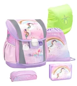 BELMIL Schulranzen Set Customize-Me Rainbow Unicorn Mit Regenschutz