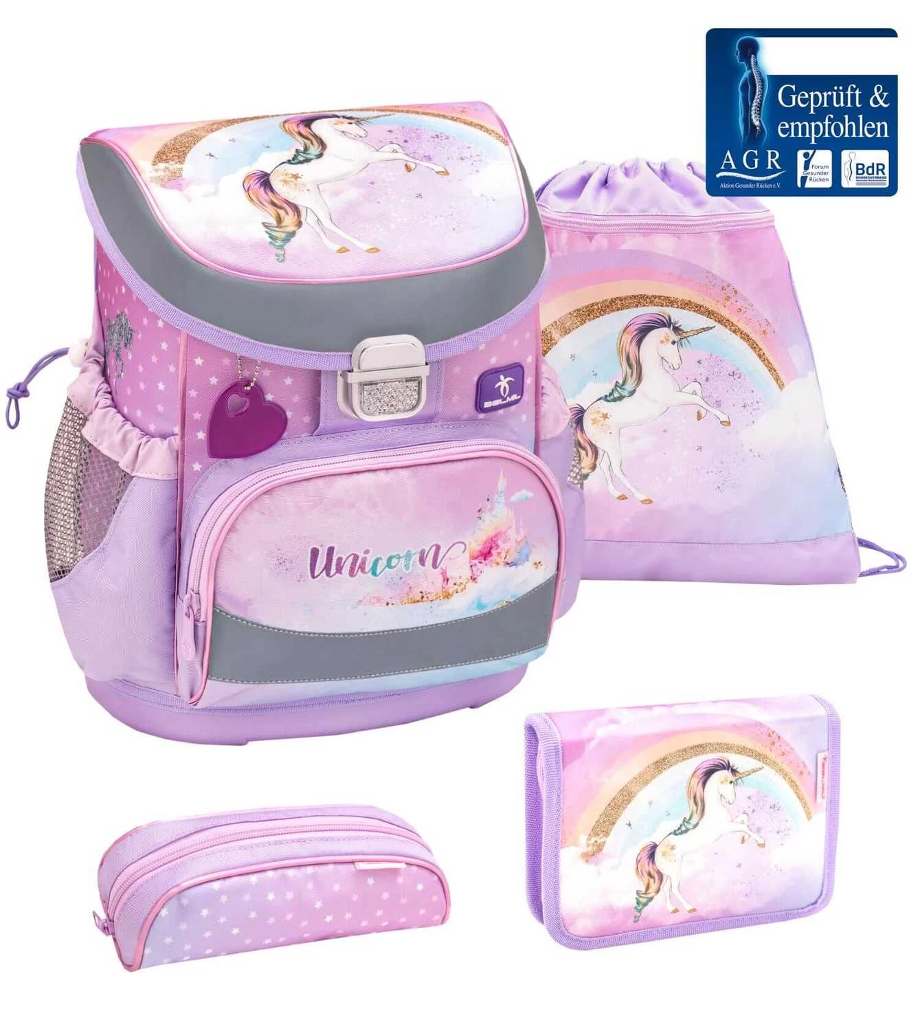 BELMIL Schulranzen Set Mini-Fit 4 Tlg. Rainbow Unicorn – Bild 2