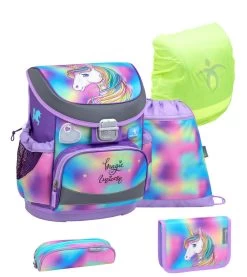 BELMIL Schulranzen Set Mini-Fit Rainbow Color Mit Regenschutz