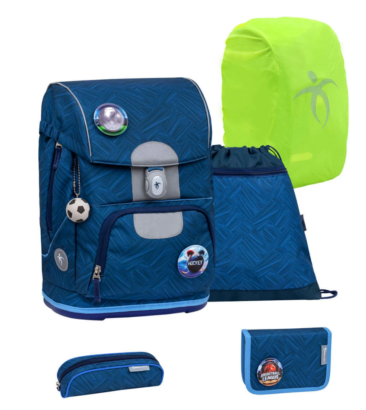 BELMIL Schulranzen Set Motion Blue Motion Mit Regenschutz
