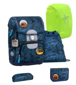 BELMIL Schulranzen Set Motion Blue Splash Mit Regenschutz