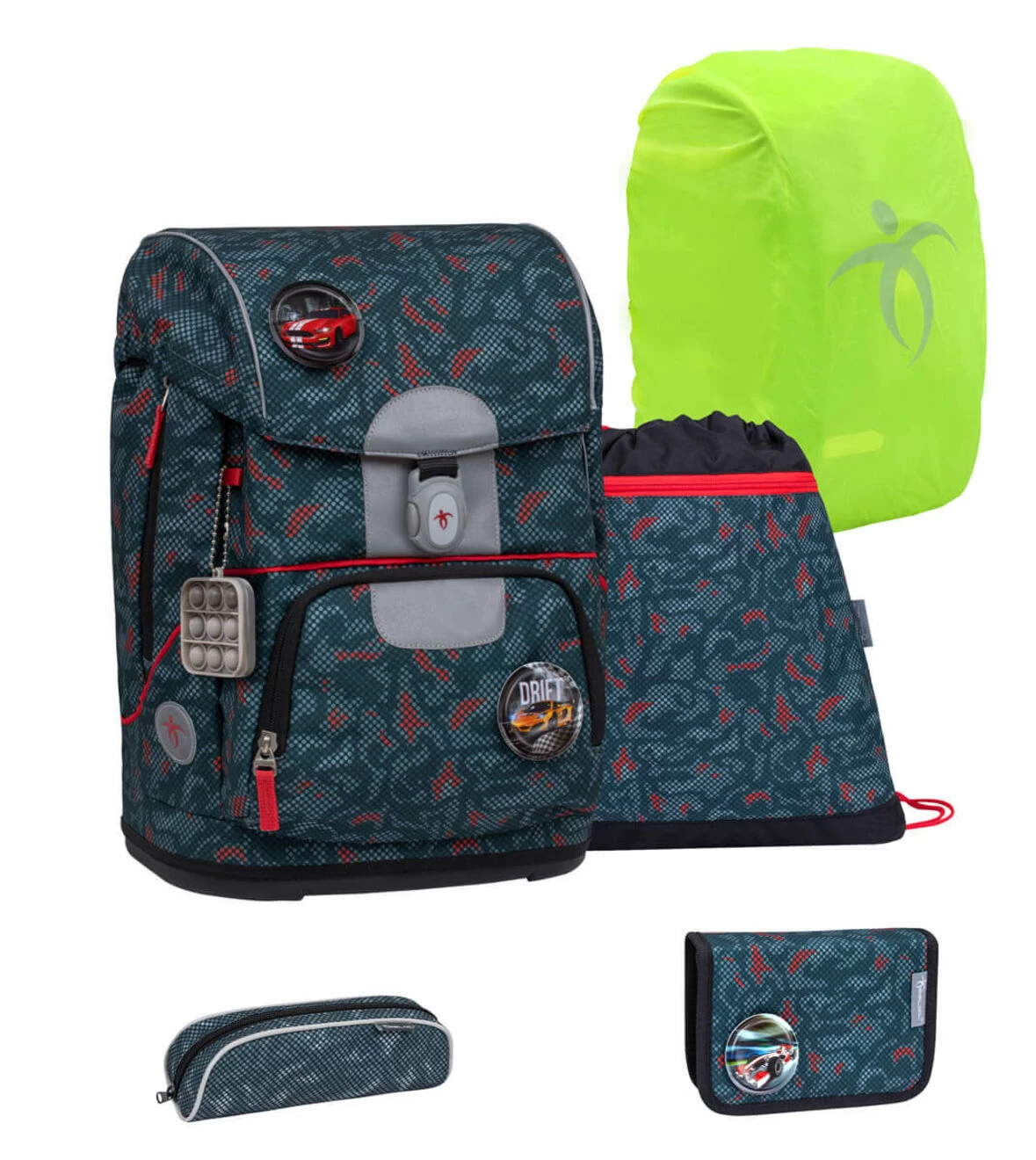 BELMIL Schulranzen Set Motion Red Dots Mit Regenschutz