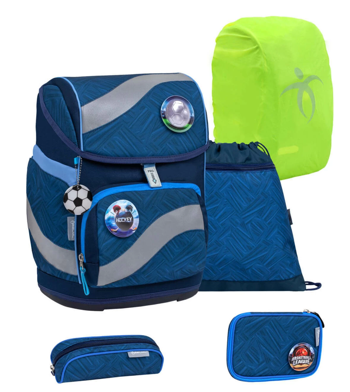 BELMIL Schulranzen Set Smarty Blue Motion Mit Regenschutz