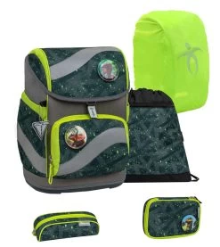 BELMIL Schulranzen Set Smarty Green Splash Mit Regenschutz