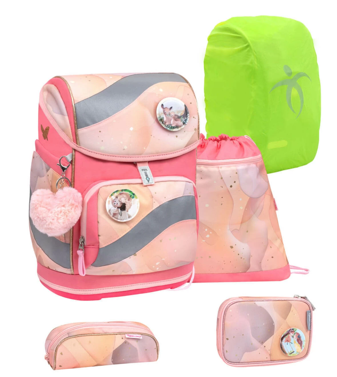 BELMIL Schulranzen Set Smarty Marble Mit Regenschutz