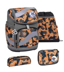 BELMIL Schulranzen Set Smarty Orange Camouflage