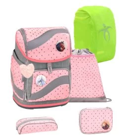 BELMIL Schulranzen Set Smarty Pink Dots 2 Mit Regenschutz