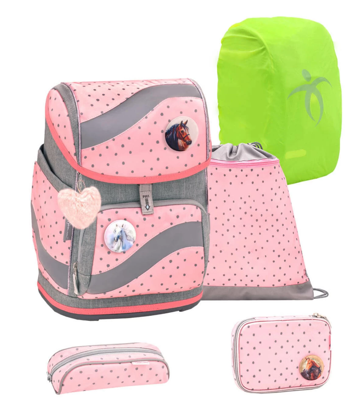 BELMIL Schulranzen Set Smarty Pink Dots 2 Mit Regenschutz