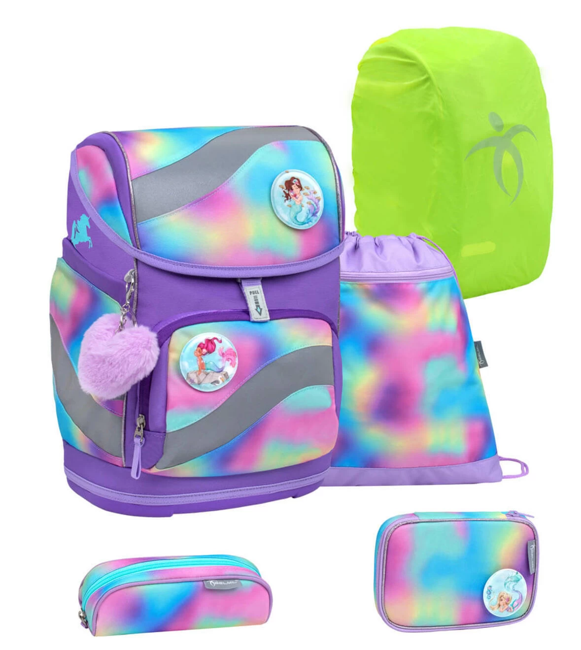BELMIL Schulranzen Set Smarty Rainbow Color Mit Regenschutz