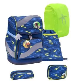 BELMIL Schulranzen Set Smarty Sketch Lime Green Mit Regenschutz