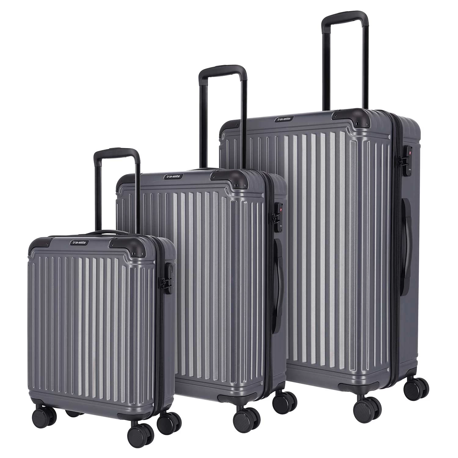 Travelite Cruise 4w Hartschalen-Trolley Set 3 Tlg., Grau / Anthrazit